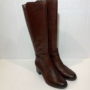 Koka,Chocolate Leather Boots. Available In Size 8.